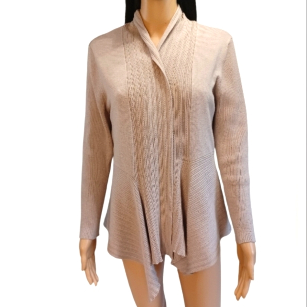 Brown Tan Open Cardigan Christopher Banks Medium Petite